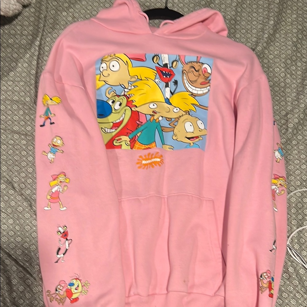 Pink Cartoon Character Hoodie